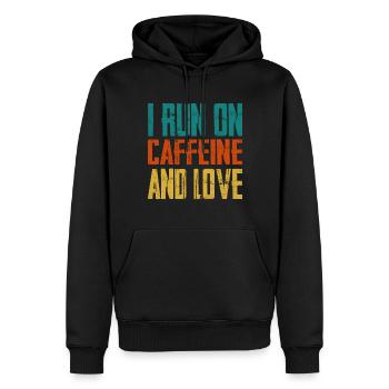 Run On Caffeine And Love - Männer Premium Bio Hoodie - Schwarz - Vorne - Nico (187cm)