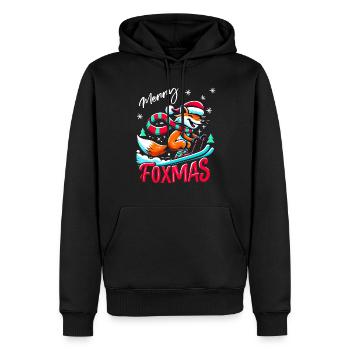 Merry Foxmas Renard Ski Ski Fun Drôle - Sweat à capuche Premium bio Homme - noir - Devant - Nico (187cm)