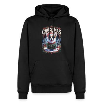 Corgi Christmas Vibes - Männer Premium Bio Hoodie - Schwarz - Vorne - Nico (187cm)