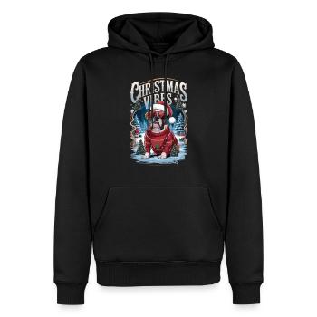 Boxer Noël Vibes - Sweat à capuche Premium bio Homme - noir - Devant - Nico (187cm)