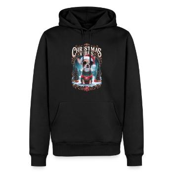 Ambiance de Noël Chihuahua - Sweat à capuche Premium bio Homme - noir - Devant - Nico (187cm)