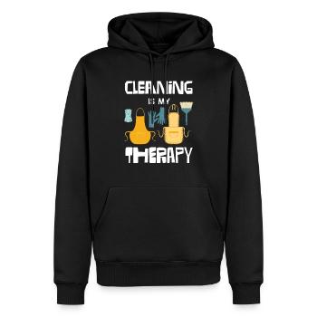 Le nettoyage est mon tablier de thérapie amusant - Sweat à capuche Premium bio Homme - noir - Devant - Nico (187cm)
