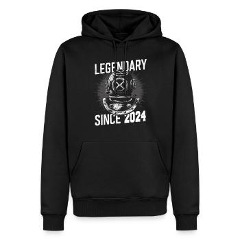 Légendaire depuis 2024 - Plongeur Anniversaire - Sweat à capuche Premium bio Homme - noir - Devant - Nico (187cm)