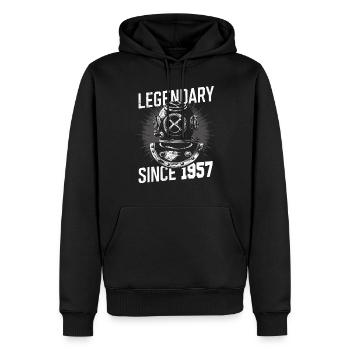 Légendaire depuis 1957 - Plongeur Anniversaire - Sweat à capuche Premium bio Homme - noir - Devant - Nico (187cm)