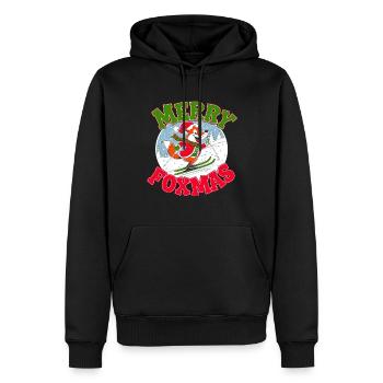 Merry Foxmas Fuchs Skifahren Skiurlaub Lustig Ski - Männer Premium Bio Hoodie - Schwarz - Vorne - Nico (187cm)
