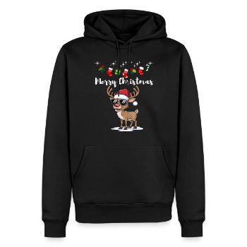 Renne de Noël Noël chapeau étoiles drôle - Sweat à capuche Premium bio Homme - noir - Devant - Nico (187cm)