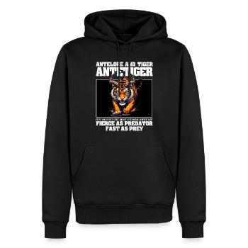 WILD WIE EIN RAUBTIER, SCHNELL WIE EINE BEUTE - ANTILOPE & TIGER - Männer Premium Bio Hoodie - Schwarz - Vorne - Nico (187cm)