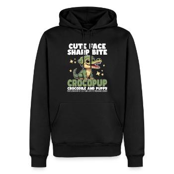 SÜSSES GESICHT SCHARFER BISS - KROKODIL UND WELPE - Männer Premium Bio Hoodie - Schwarz - Vorne - Nico (187cm)