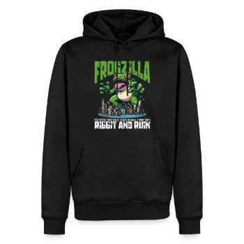 RIBBIT UND RUINE - FROGZILLA - Männer Premium Bio Hoodie - Schwarz - Vorne - Nico (187cm)