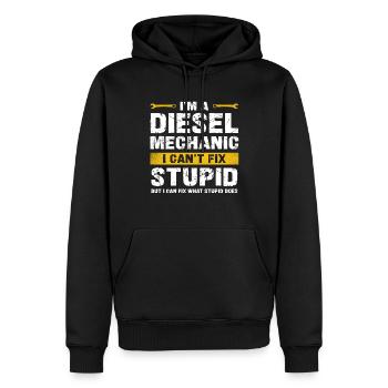 Je suis mécanicien diesel, je ne peux pas être stupide - Sweat à capuche Premium bio Homme - noir - Devant - Nico (187cm)