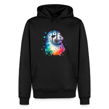 Robbe Seehund - Männer Premium Bio Hoodie - Schwarz - Vorne - Nico (187cm)