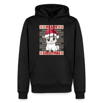 Lama Alpaka Ugly Christmas Weihnachten Xmas Süß - Männer Premium Bio Hoodie - Schwarz - Vorne - Nico (187cm)