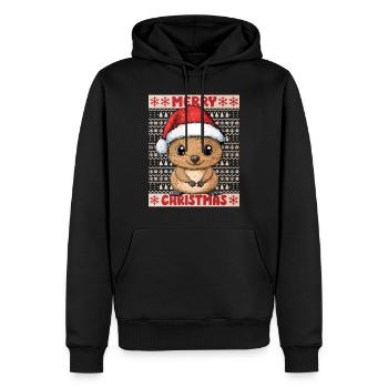 Quokka Noël laid Noël Noël doux - Sweat à capuche Premium bio Homme - noir - Devant - Nico (187cm)