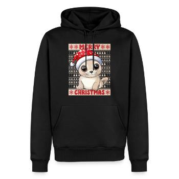 Robbe Seerobbe Ugly Christmas Weihnachten Xmas Süß - Männer Premium Bio Hoodie - Schwarz - Vorne - Nico (187cm)