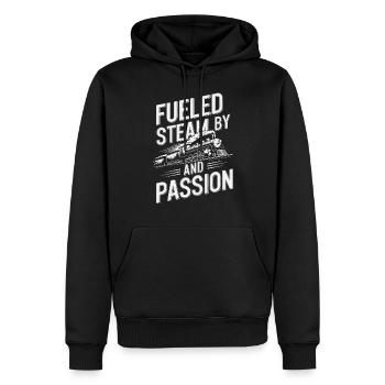 Railfan Passionné de train Amoureux des locomotives - Sweat à capuche Premium bio Homme - noir - Devant - Nico (187cm)