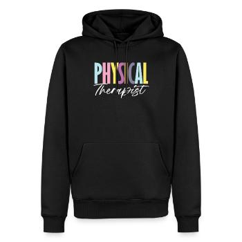 Lettrage coloré de physiothérapeute - Sweat à capuche Premium bio Homme - noir - Devant - Nico (187cm)