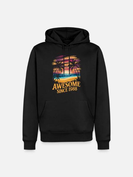 Awesome Since 1988 Beach Sunset - Men’s Premium Organic Hoodie - black