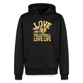 Joueur De Volley-ball Et Fan Spike Service - Sweat à capuche Premium bio Homme - noir - Devant - Nico (187cm)