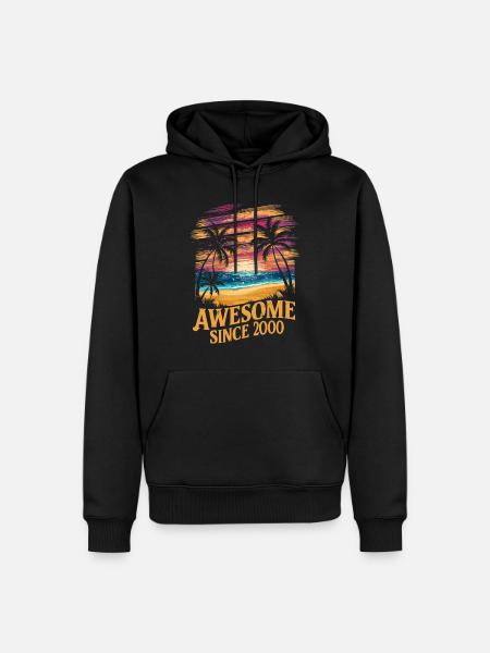 Awesome Since 2000 Beach Sunset - Men’s Premium Organic Hoodie - black