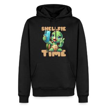 SHELLFIE-ZEIT! - Männer Premium Bio Hoodie - Schwarz - Vorne - Nico (187cm)