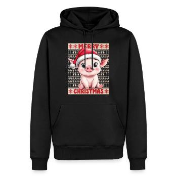 Schwein Sau Weihnachten Süß Niedlich Weihnachtlich - Männer Premium Bio Hoodie - Schwarz - Vorne - Nico (187cm)