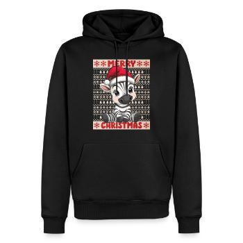 Zebra Ugly Christmas Weihnachten Xmas Süß Niedlich - Männer Premium Bio Hoodie - Schwarz - Vorne - Nico (187cm)