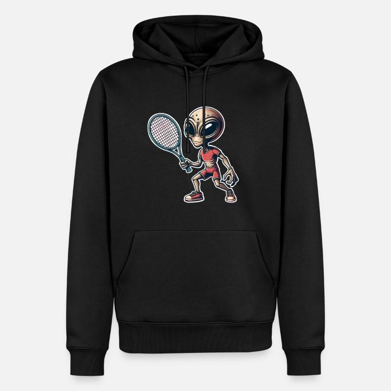 Alien Tennis - Männer Premium Bio Hoodie - Schwarz