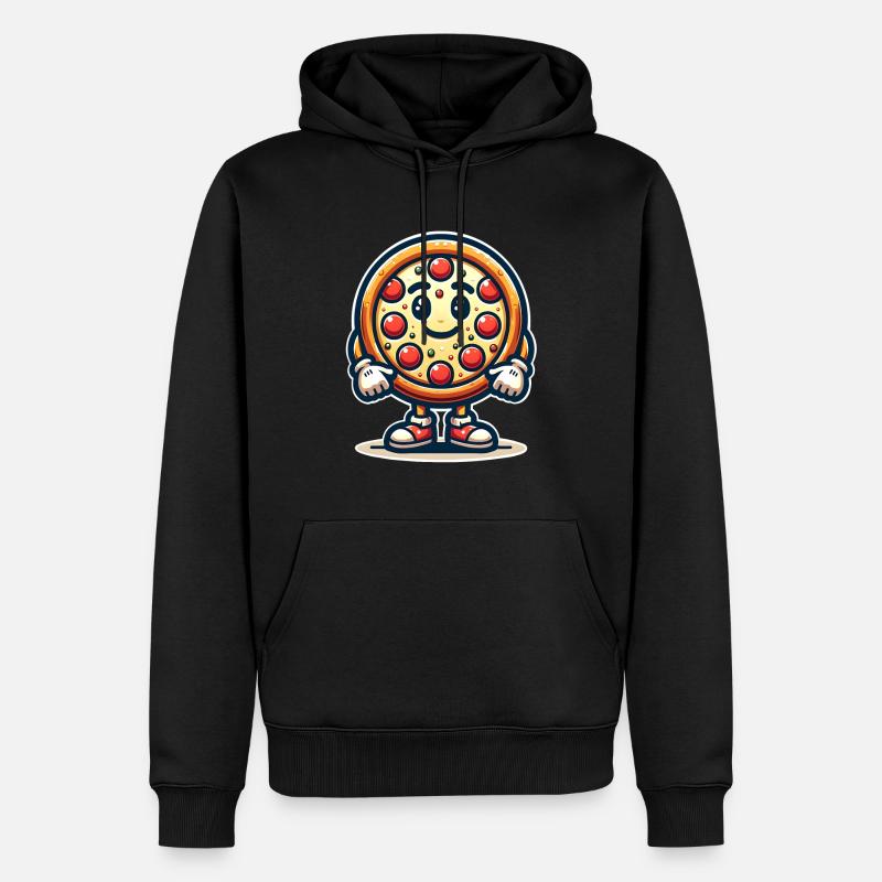Pizza Maskottchen - Männer Premium Bio Hoodie - Schwarz