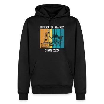 Eisenbahner Lokomotive Geburtstag 2024 Eisenbahn - Männer Premium Bio Hoodie - Schwarz - Vorne - Nico (187cm)