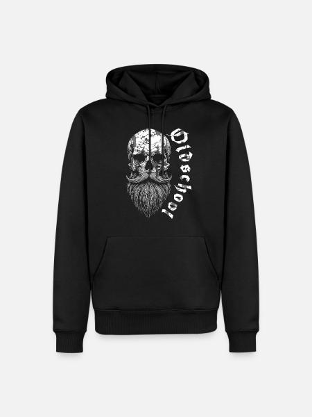 Bearded Oldschool Skull - Men’s Premium Organic Hoodie - black