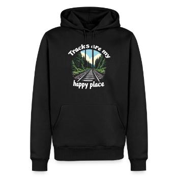 Railfan Passionné de train Amoureux des locomotives - Sweat à capuche Premium bio Homme - noir - Devant - Nico (187cm)