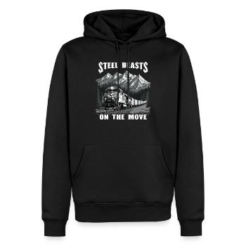 Railfan Passionné de train Amoureux des locomotives - Sweat à capuche Premium bio Homme - noir - Devant - Nico (187cm)