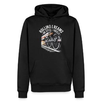 Railfan Passionné de train Amoureux des locomotives - Sweat à capuche Premium bio Homme - noir - Devant - Nico (187cm)