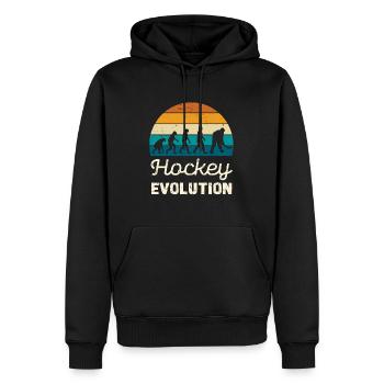 Illustration rétro de l’évolution du hockey - Sweat à capuche Premium bio Homme - noir - Devant - Nico (187cm)