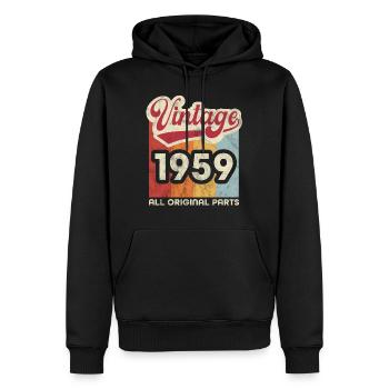 Millésime 1959 - Sweat à capuche Premium bio Homme - noir - Devant - Nico (187cm)