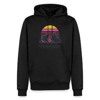 retro-futuristische Cyberpunk-Welt - Männer Premium Bio Hoodie - Schwarz - Vorne - Nico (187cm)