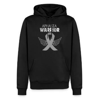 Aphasie guerrier ruban gris sensibilisation à l’aphasie - Sweat à capuche Premium bio Homme - noir - Devant - Nico (187cm)