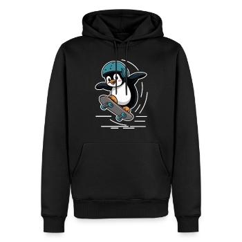 Skateboard Fahrender Pinguin Mit Helm - Männer Premium Bio Hoodie - Schwarz - Vorne - Nico (187cm)