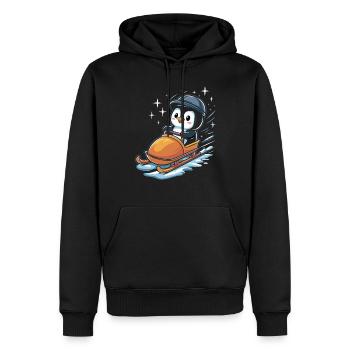 Niedlicher Pinguin Schlitteln Winterspaß - Männer Premium Bio Hoodie - Schwarz - Vorne - Nico (187cm)