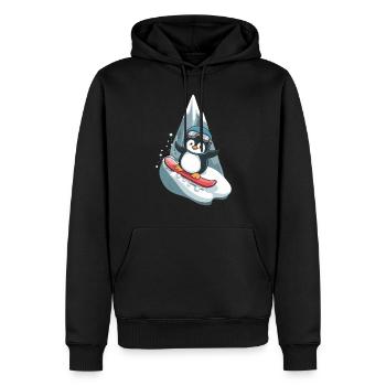 Coole Pinguin Snowboard Abenteuer - Männer Premium Bio Hoodie - Schwarz - Vorne - Nico (187cm)