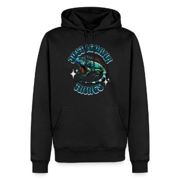 Leguan - Männer Premium Bio Hoodie - Schwarz - Vorne - Nico (187cm)