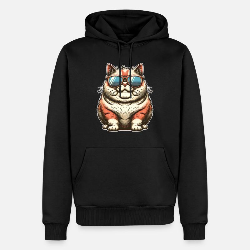 Dicke Coole Katze - Männer Premium Bio Hoodie - Schwarz