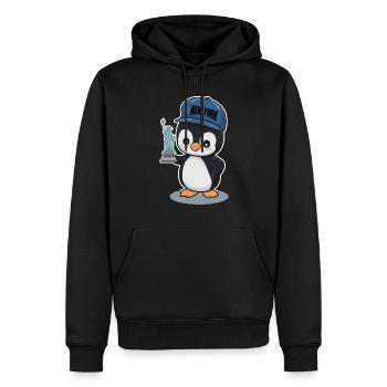 Pingouin mignon avec chapeau de New York - Sweat à capuche Premium bio Homme - noir - Devant - Nico (187cm)