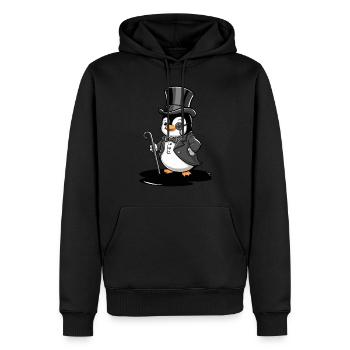 Pingouin élégant avec chapeau haut de forme - Sweat à capuche Premium bio Homme - noir - Devant - Nico (187cm)