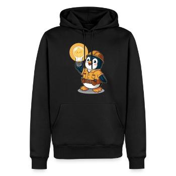 Pinguin Elektriker Mit Glühbirne - Männer Premium Bio Hoodie - Schwarz - Vorne - Nico (187cm)