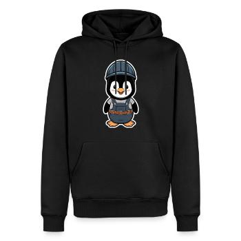 Penguin with construction worker helmet and dungarees - Men’s Premium Organic Hoodie - black - Front - Nico (187cm)