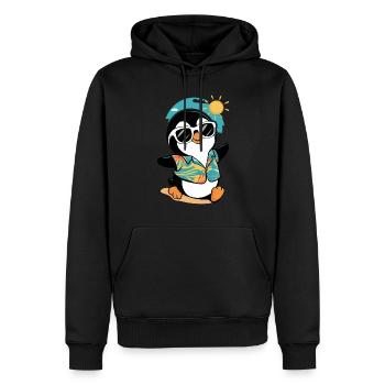 Cooler Pinguin In Hawaii-Hemd Mit Sonnenbrille Und - Männer Premium Bio Hoodie - Schwarz - Vorne - Nico (187cm)