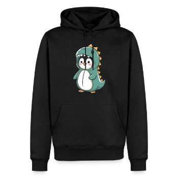 Niedlicher Pinguin Im Dinosaurier Kostüm - Männer Premium Bio Hoodie - Schwarz - Vorne - Nico (187cm)