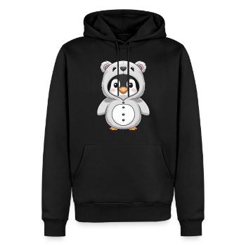 Penguin in Bear Costume Cute Animal - Men’s Premium Organic Hoodie - black - Front - Nico (187cm)