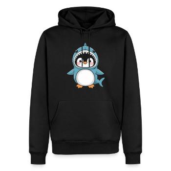 Pingouin mignon en costume de requin - Sweat à capuche Premium bio Homme - noir - Devant - Nico (187cm)